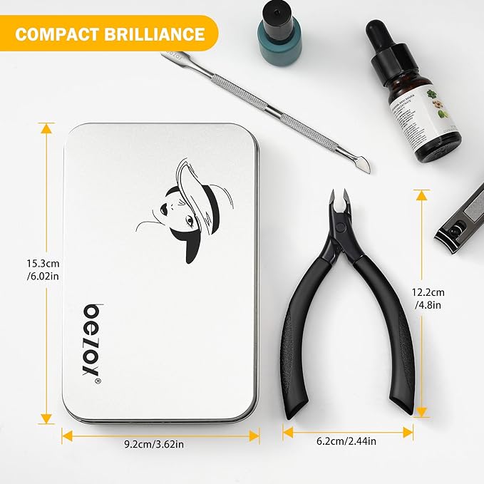 BEZOX Cuticle Trimmer for Salon-Worthy Nails - Professional Half Jaw (5 mm) Cuticle Clippers with Anti-slip Silicon Handle, Precision Cuticle Cutters Premium Manicure Tool - Dark