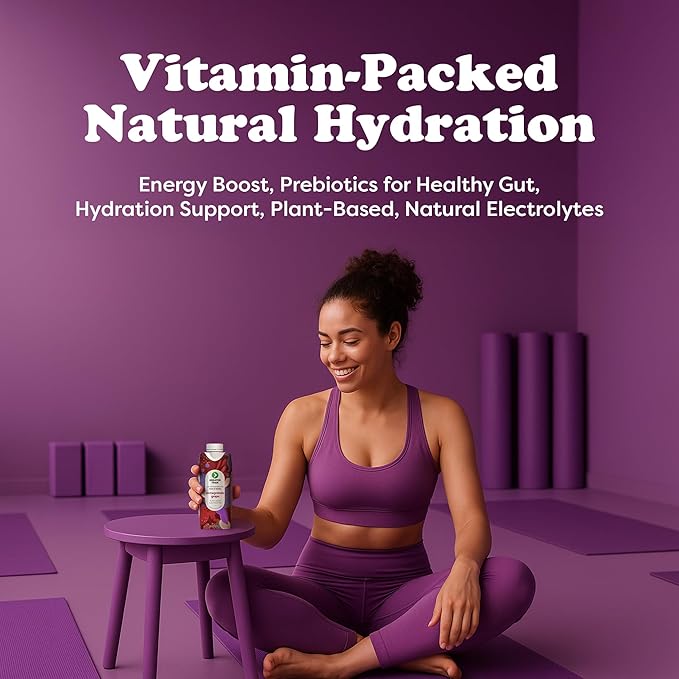 Greater Than Nutrient Hydration Beverage, Electrolyte Drink for Gut Health & Energy with Coconut Water, Vitamins, Gluten Free, Plant Based, Low Sugar, Pomegranate Grape, 24 Pack