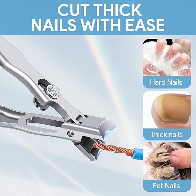 German Nail Clippers for Men, Ingrown Toenail Clippers with Catcher Pedicure Tools for Feet Edgy Nail Clippers for Women, Pedicure Kit with Nail Files Cuticle Trimmer for Thick Ingrown(Silver)