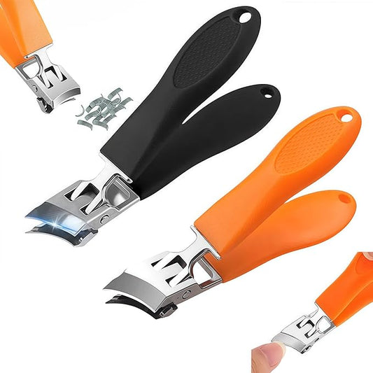Wide Jaw Opening Anti-Splash Slanted Nail Clipper, 2026 New Ingrown Nail Clippers Fingernail and Toenail Clippers Clippers, Curved Toenail Clippers for Thick Nails (Black+Orange)