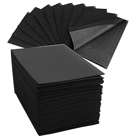 125PCS Disposable Nail Art Table Towels Mat 13" X 17" Waterproof 3 Ply Nail Art Mat Paper Sheet Clean Pads Tattooing Table Mat Nail Table Cover Tattoo Supplies (Black)