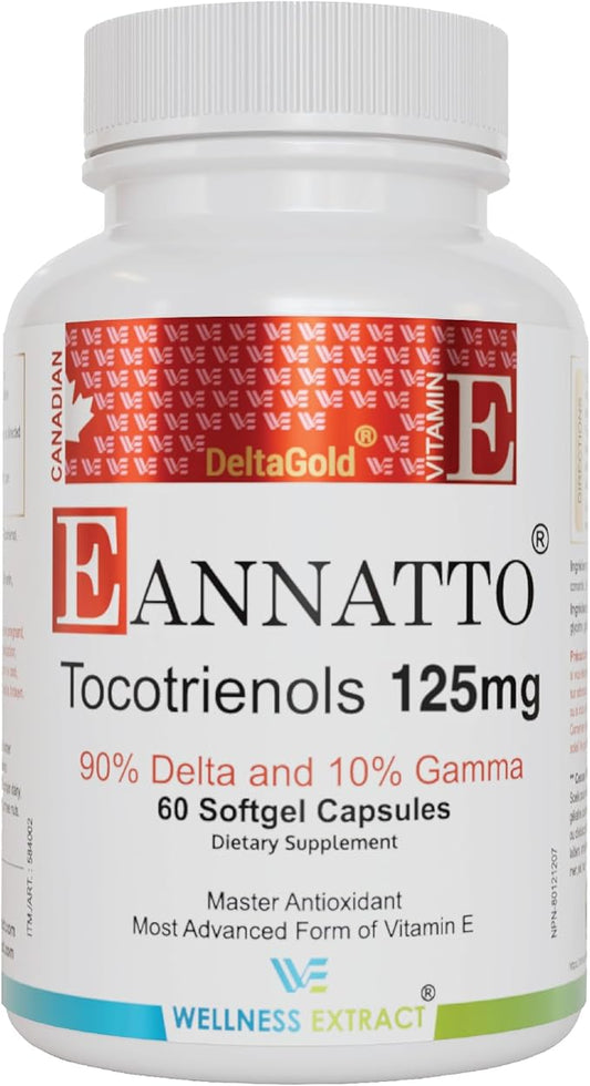E Annatto Tocotrienols Deltagold 125mg, Vitamin E Tocotrienols Supplements 60 Softgel, Tocopherol Free, Supports Immune Health & Antioxidant Health (90% Delta & 10% Gamma) (Pack of 1)