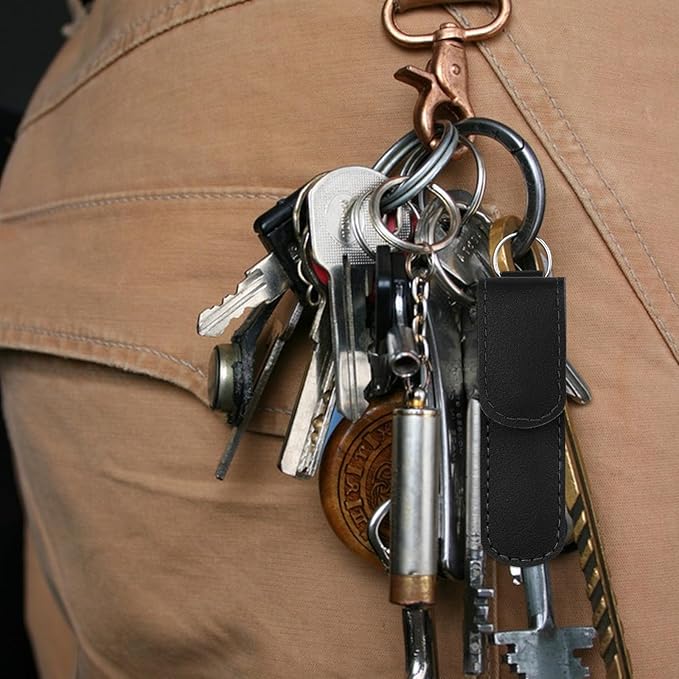 2 Pack Metal Nail File with Case, 3.6 in Travel Keychain Nail File for Natural Nails, Metal Diamond Double Sided Grit Nail Toenail Files with Leather Cases for Women Men