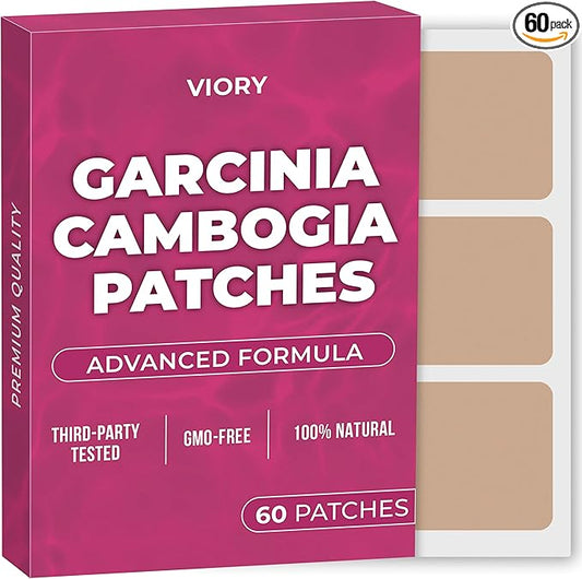 Garcinia Cambogia Patches (Pack of 60) - 100% Natural Patch for Women and Men - with B12 & Potassium - Energy, Focus & Body Support - Enhanced Formula