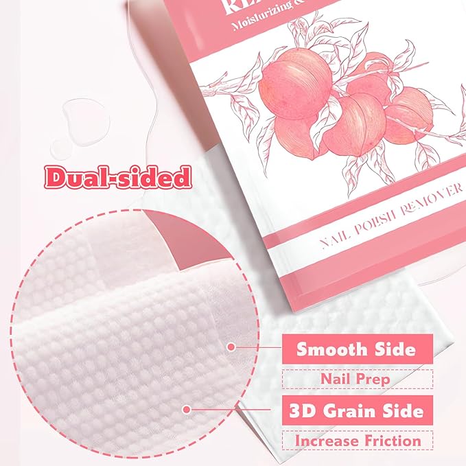 100PCS Nail Polish Remover Pads Acetone Nail Polish Remover Wipes Quickly Remove Nail Polish Wipe Travel-Friendly Large Size Individually Wrapped Moisturizing Wet Wipes For Nails