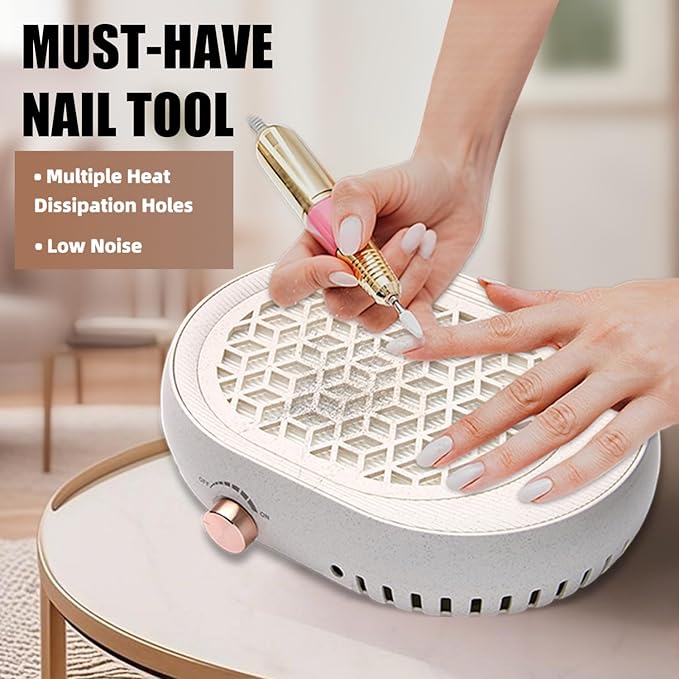 Voolex Nail Dust Collector with Reusable Filter，Nail Fan Dust Collector with Low Noise for Professional Nail Powder Collector, Nail Tools for Nail Art,Nail Salon