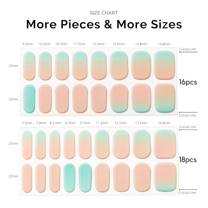 Nailog Semi Cured Gel Nail Strips 34 pcs | Long Lasting Nail Polish Sticker Wraps with Glossy Gel Finish | New Dawn
