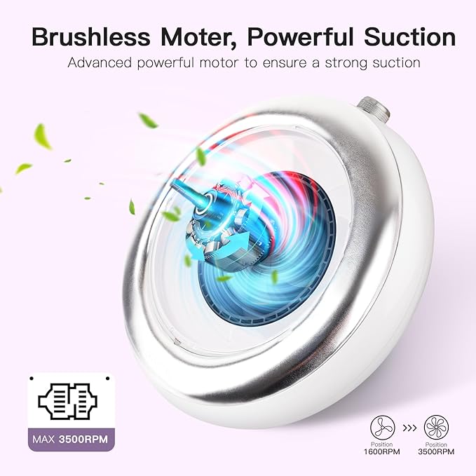 Lavinda Nail Dust Collector Quiet Nail Tech Powerful Dust Vacuum Suction Fan with Reusable Filter, Electric Acrylic Nail Dust Cleaner for Nail Polishing, Low Noise, Salon Home