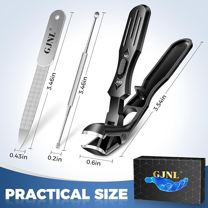 Toenail Clippers for Seniors Thick Toenails, Upgrade Angled Nail Clipper for Seniors, Toe Nail Clippers for Men with Wide Jaw Opening, Sharp Heavy Duty Fingernail Clipper Cutter with Catcher
