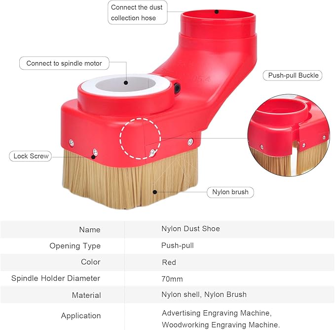 Daedalus NL330 CNC Dust Shoe, 70mm, Red