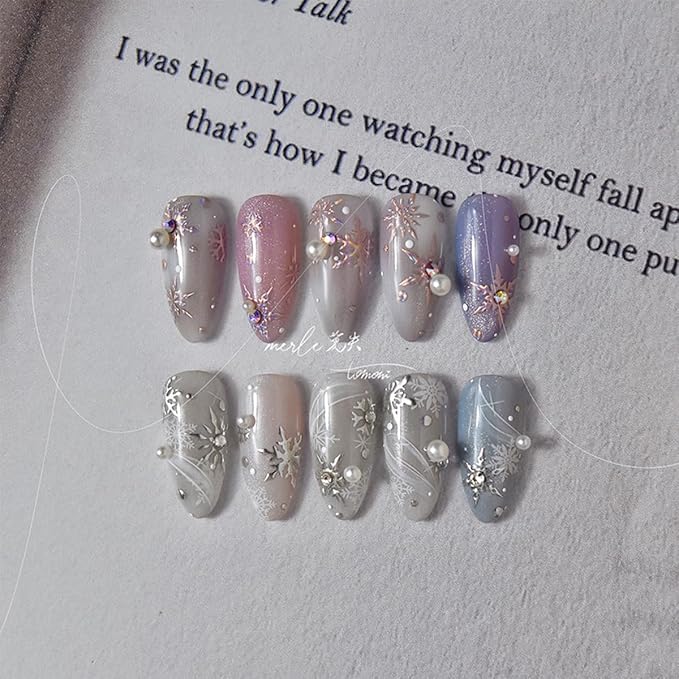 1 Sheets Christmas Nail Stickers 5D Embossed Snowflake Nail Art Stickers Laser with Rhinestones Glitter Nail Designs Winter Snowflake Nail Decals Nail Art Supplies for Women DIY Manicure Decorations