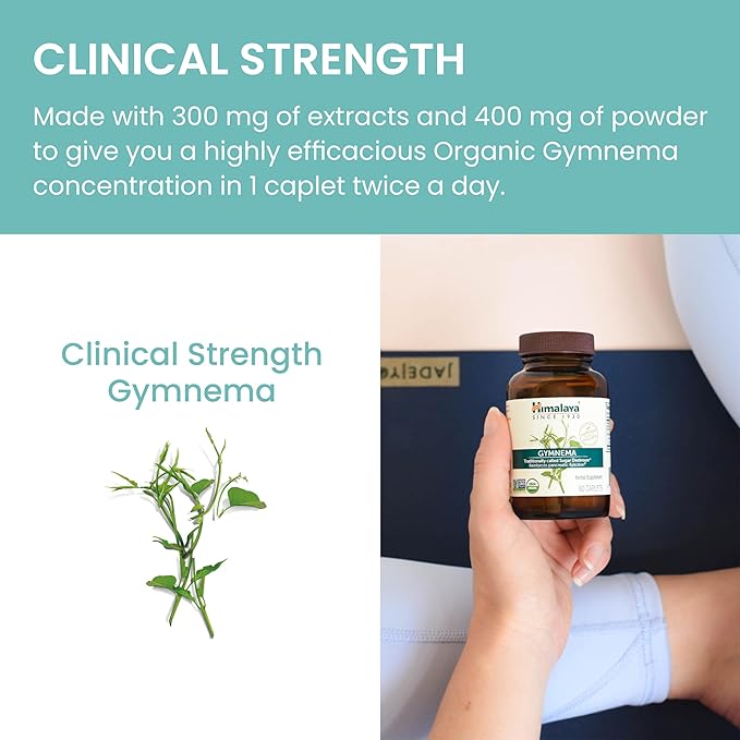 Himalaya Organic Gymnema Sylvestre - Herbal Glucose Metabolism Support - USDA Organic, Non-GMO, Vegan, Gluten Free, 700 mg, 30 Caplets (Pack of 2)
