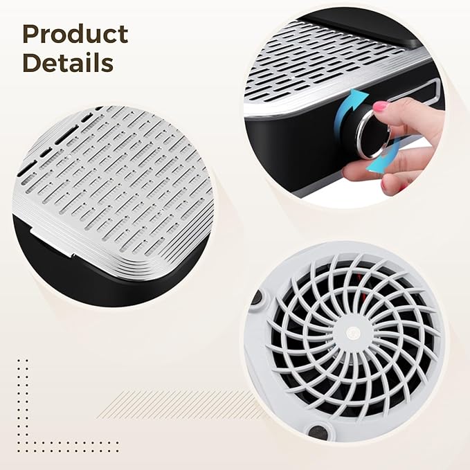 Homaisson 80W Cordless Nail Dust Collector, Rechargeable Desktop Nail Dust Vacuum for Manicures, Low Noise Vacuum Nail Fan with Adjustable Speed
