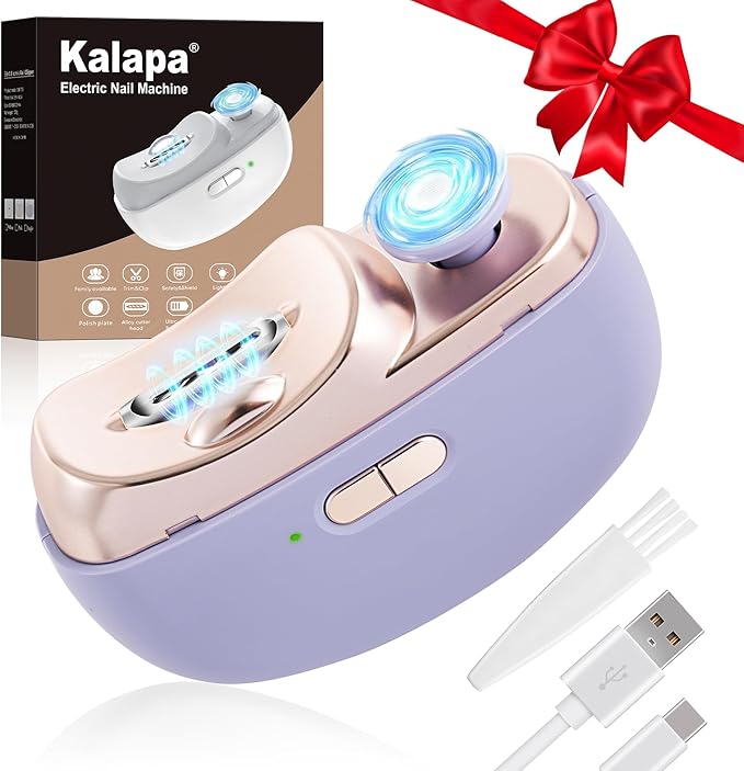 Electric Nail Clipper Upgraded 3 in 1 Automatic - with Polishing, Dust Storage & LED Light, Nail File Toenail Trimmer, Gifts for Women Men Mom Her Him Kids Adults Senior Baby Teacher Students (Purple)