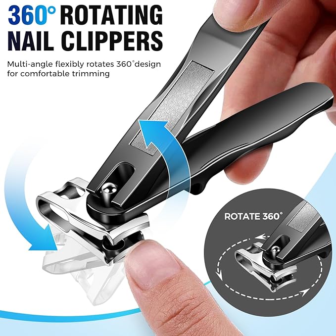 Stocking Stuffers for Men, Toenail Clippers for Seniors Thick Toenails, Large Toe Nail Clippers for Men with Wide Jaw & 360°Rotary Nail Clippers for Seniors, Christmas Xmas Presents Gifts for Adults
