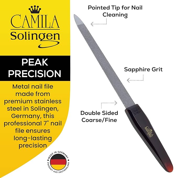 CS12-CS18 Professional 4" Fingernail Toenail Nipper/Clipper/Cutter Manicure and Pedicure Heavy Duty Super Sharp Curved Stainless Steel 15mm Blade Solingen Germany (Silver + Nail File)