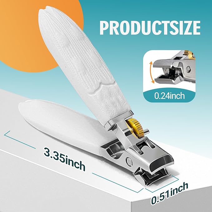 Heavy Duty Nail Clippers for Thick Toenails & Fingernails - Razor-Sharp Stainless Steel Blades with Wide Jaw, Anti-Slip Grip, Safety Lock & Splash Guard (Seniors/Men/Women/Kids)