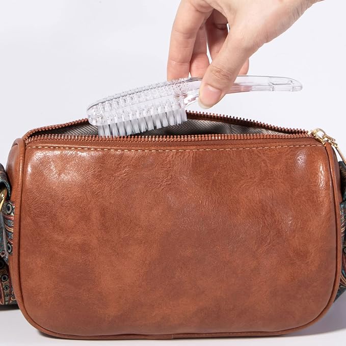 2 Pcs Handle Grip Nail Brushes for Cleaning, Long Handle Fingernail Cleaner, Hand Nail Toes Cleaning and Scrubbing Brushes, Pedicure Nail Scrubber Non-Slip for Men and Women, Clear