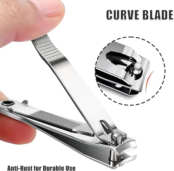 Large Finger Nail Clippers for Adult,10-Piece Nail Clippers Bulk for Men Women, Stainless Steel Long Handled Toenail Clippers 3.15 Inch Fingernail Clipper Set with Nail Cleaner/File
