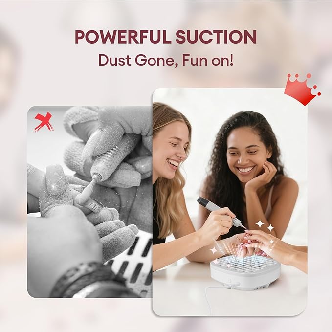 LIARTY Small Nail Dust Collector Nail Tech, Mini Quiet Vacuum Nail Fan Dust Collector Vent with Filter Paper Sheets for Nail Art, Professional Nail Tech Supplies