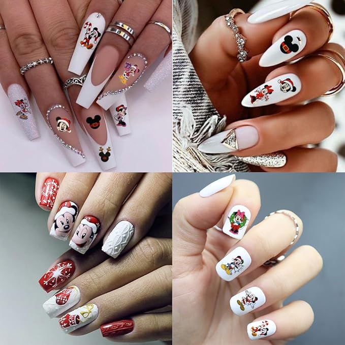 8 Sheets Christmas Nail Art Stickers Decals 3D Self Adhesive Xmas Nail Stickers Design Winter Cute Elk Candy Snowflake Nail Decals for Women DIY Manicure Tips Christmas Party Nail Decoration Supply