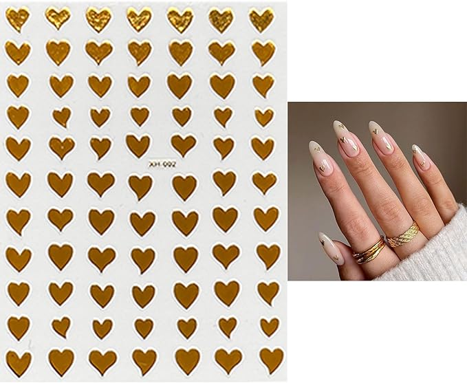 12 Sheets Valentine's Day Nail Art Stickers 3D Self-Adhesive Nail Decals Colorful Love Heart Nail Stickers Red Pink Valentines Nail Sticker for Women Supplies