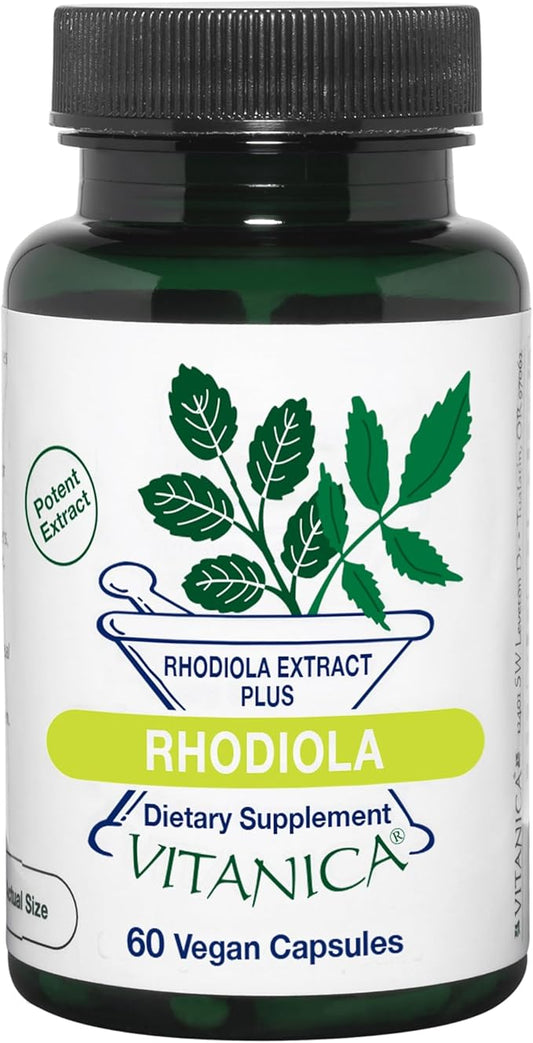 Vitanica Rhodiola Rosea Root Extract 200mg, Dr. Formulated, 3% Rosavins & 1% Salidroside, Rhodiola Root 85mg, Vegan, 60 Capsules