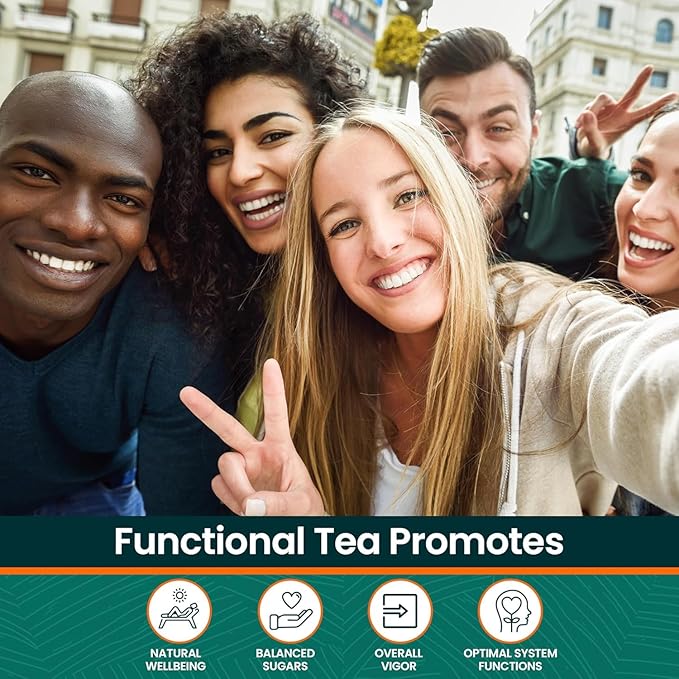 Herbaly Glucose Functional Tea - Vitality & Wellness - Gymnema Sylvestre, Ceylon Cinnamon, Bitter Melon, Dandelion Root, Fenugreek - Daily Teas - Organic Plant-Based Tea Bag Pyramids - 30 ct