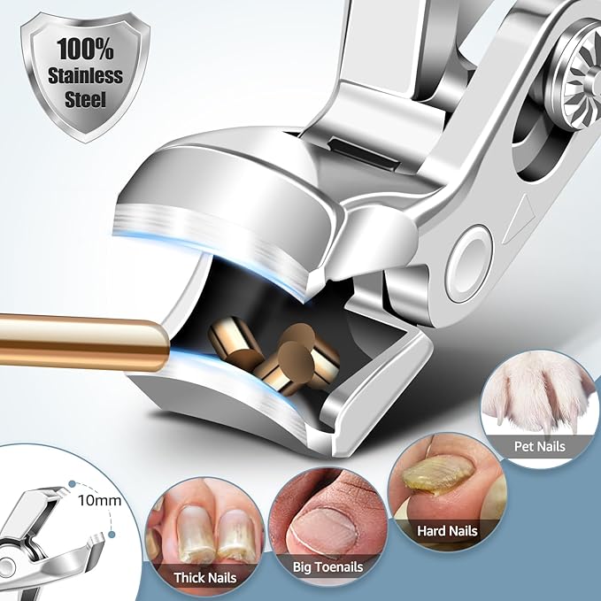 Toenail Clippers for Seniors Thick Toenails - Stocking Stuffers 2025 Gifts for Men, Angled Head Large Toe Nail Clippers for Men with Wide Jaw, Sharp Fingernail Cutter with Catcher