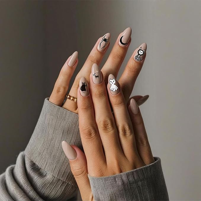 12 Sheets Halloween Nail Stickers - Pumpkin Nail Decals - Specter Cat Spider Web Bat Nail Decals for Nail Art Halloween - Spooky Nail Sticker Cosplay Party Supplies