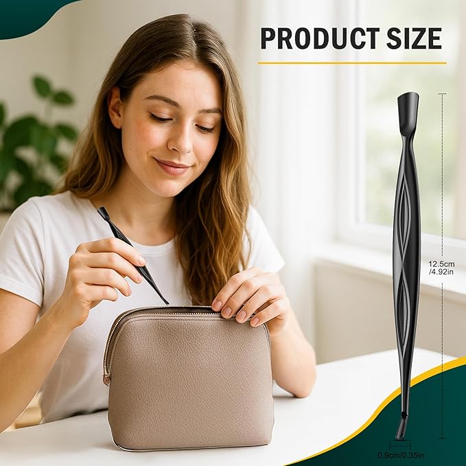 FVION 2-in-1 Cuticle Pusher with Fork, Cuticle Trimmer Dual End Cuticle Remover, Stainless Steel Nail Cuticle Care Tool for Manicure & Pedicure – Black
