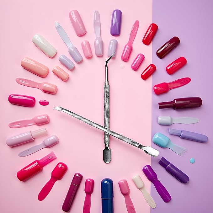 1 Pc Silver Cuticle Pusher and Spoon Double-end Nail Cleaner Stainless Steel Cuticle Remover Manicure Nail Dirt Cleaner Tool Practical