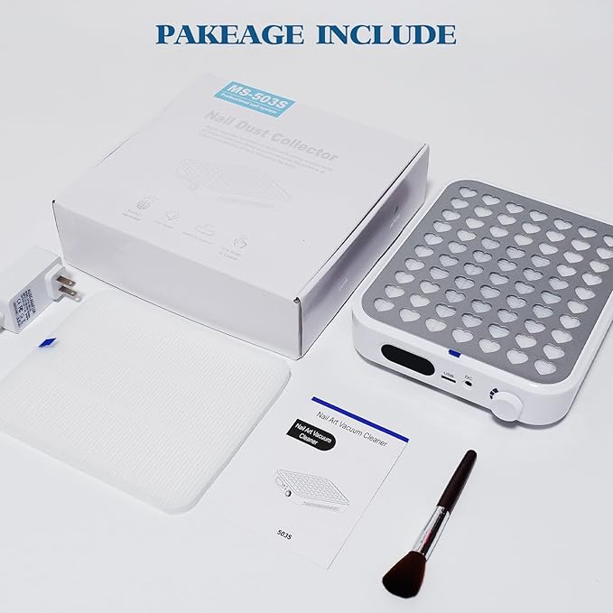 Rechargeable Nail Dust Collector - Professional Dust Collector Nail Tech with LED Display, Adjustable Speed, 2 Reusable Filter, and Strainer Panel for Acrylic Nails Polishing Manicure Salon Home