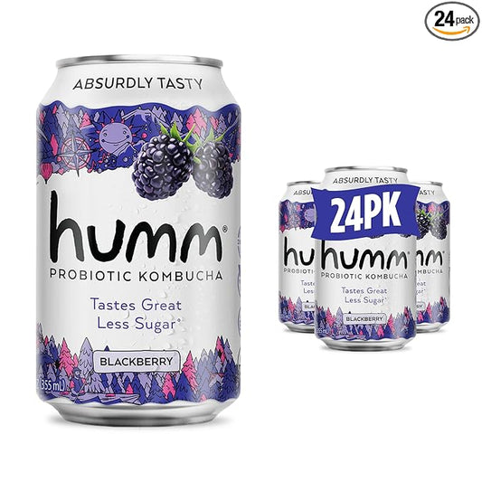 Humm Kombucha Blackberry, Organic, Vegan & GMO Free (24 Pack)