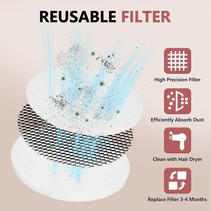 Nail Dust Collector, Professional Brushless Turbo Dust Collector Nail Tech with Reusable Filter,Powerful Nail Vacuum Fan Dust Extractor Manicure Tool for Nail Polishing,Salon & Home (White)