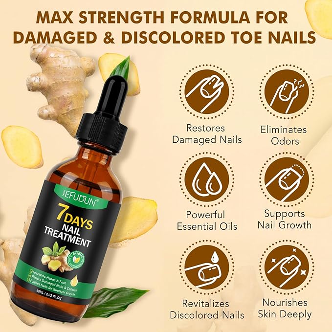 Ginger Nail Strengthener Serum 2pack– Ginger-Infused Nail Repair Oil for Care, Natural Nail and Strengthener Solution