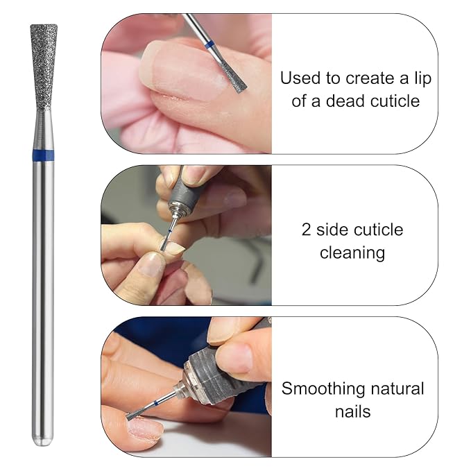 2Pcs Diamond Nail Drill Bits Carbide Conical Micro Cuticle Remover Bit Russian Electric File Bits for Under Nail Dead Skin Cleaning Cuticle Remove Nail Art Design Manicure and Pedicure
