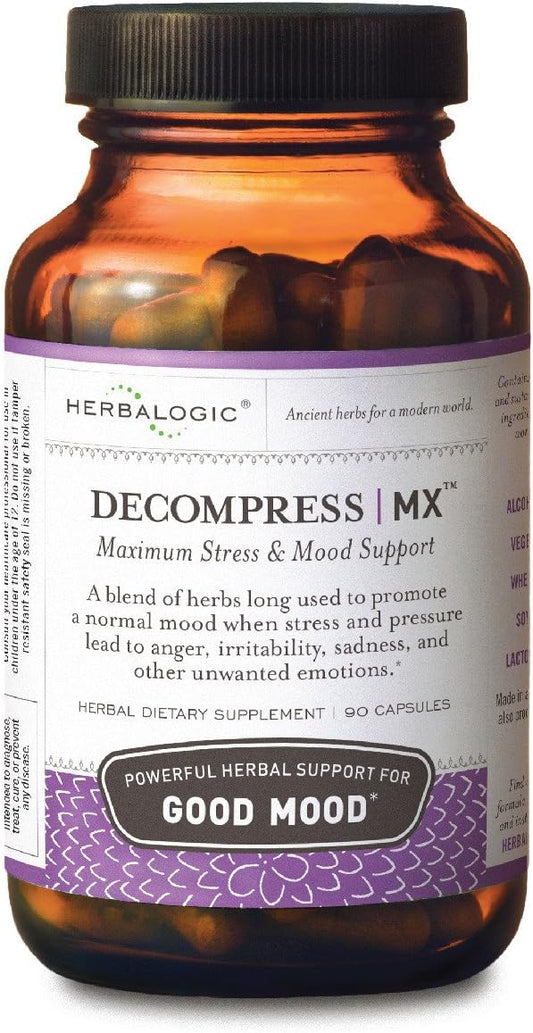 Decompress MX Herb Capsules - Maximum Stress & Tension Relief - Reduces Anger & Moodiness, Positive Mood Support - Based on The Traditional Chinese Formula Xiao Yao San - 90 Cap Count