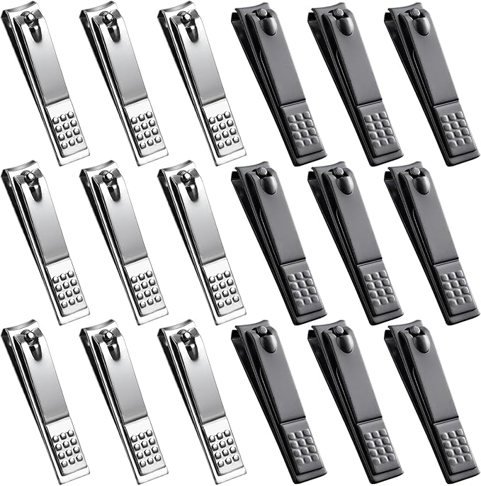 18 PCS Stainless Steel Nail Clipper Cutter Fingernails Toenail Clipper Cutter Set Black Sliver Men Women Travel Party Favor