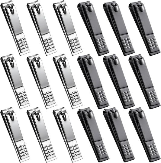 18 PCS Stainless Steel Nail Clipper Cutter Fingernails Toenail Clipper Cutter Set Black Sliver Men Women Travel Party Favor