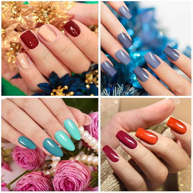 140 Pcs 10 Sheets Solid Color Full Wrap Nail Stickers Polish Strips Gradient Stickers Glitter Self Adhesive DIY Art Decals Strips with 2 Pcs Nail Files for Holiday Decor (Pure Color Style)