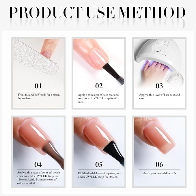 Double Rhythm 15 ML Gel Polish Pure Sheer Same Color Same Bottle Soak Off Gel Polish Nail Art Manicure Salon DIY at Home for Women (Jelly Nude-A1368)