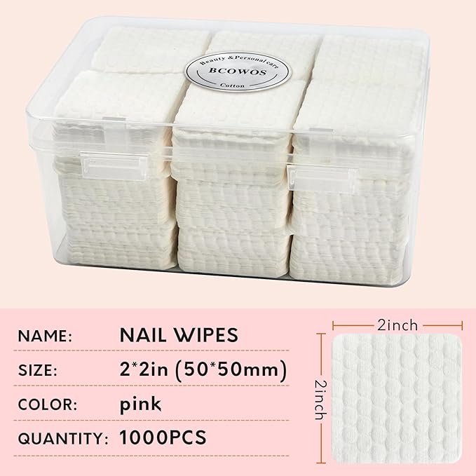 1000PCS Lint Free Nail Wipes- Wavy Pattern Nail Polish Remover Pads- Lint Free Wipes for Nail Polish, Eyelash Extensions, Nail Art- Prep Wipes for Manicure and Pedicure