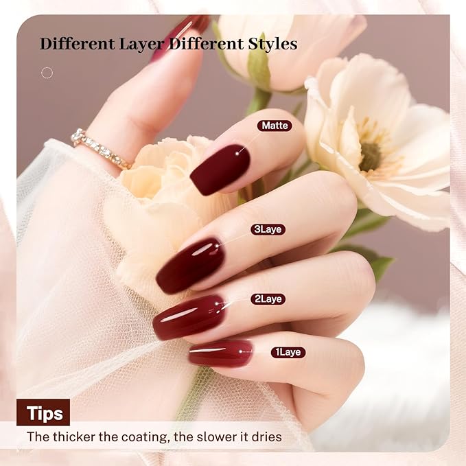 16.5ml Jelly Burgundy Nail Polish Large Volume Quick Dry Nail Polish, Long Lasting Shine, Fingernail Toenail Nail Art DIY Home Travel Nail Art Gift