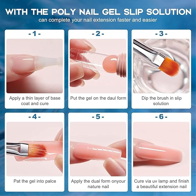 2 PCS Finger Secret Slip Solution For Poly Nail Gel 4oz With Dual-Ended Brush Poly Gel Nail Kit Professional Gel Cleanser for UV & LED Gels.Ideal for Nails DIY Beginners