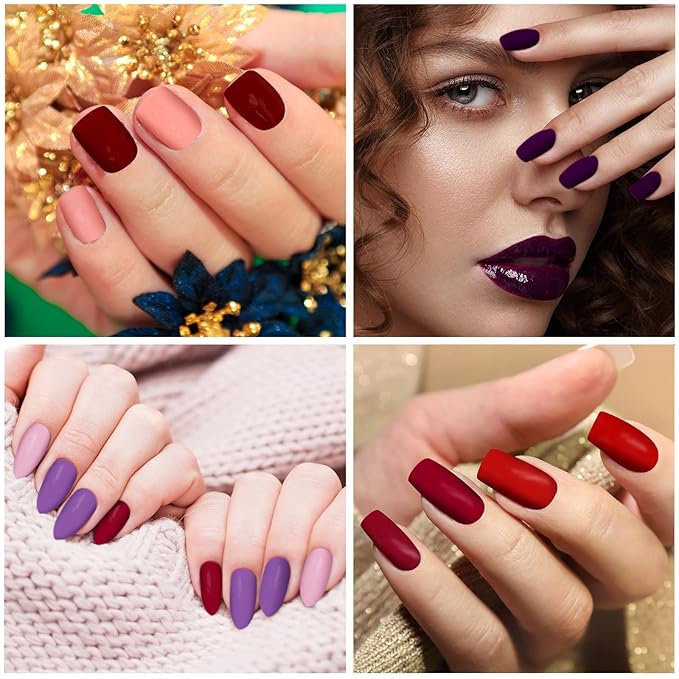 140 Pcs 10 Sheets Solid Color Full Wrap Nail Stickers Polish Strips Gradient Stickers Glitter Self Adhesive DIY Art Decals Strips with 2 Pcs Nail Files for Holiday Decor (Matte Style)