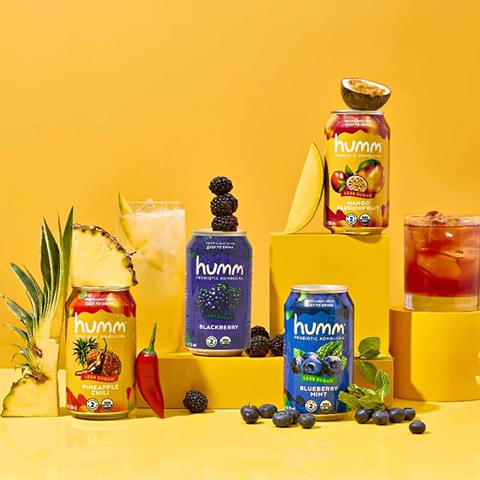Humm Kombucha Mango Passionfruit, Organic, Vegan & GMO Free (24 Pack)