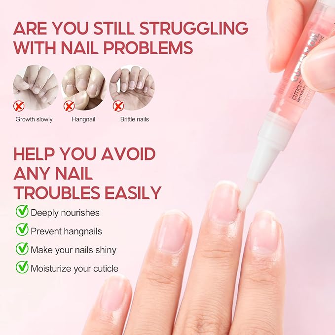 Peacecolor 8Pcs Cuticle Oil Pen for Nails Nail Oil Cuticle Pen for Nourishing Dry Damaged Cuticles Multiple Flavor Cuticle Revitalizer Oil Pen Nail Strengthener Nail Care Kit