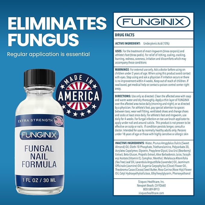 FUNGINIX Toenail Fungus Treatment Extra Strength - Antifungal Nail Treatment With 10% Undecylenic Acid & Tea Tree Oil - Nourished by 15+ Natural Oils & Botanicals- Made in USA(2 Pc,Packaging May Vary)