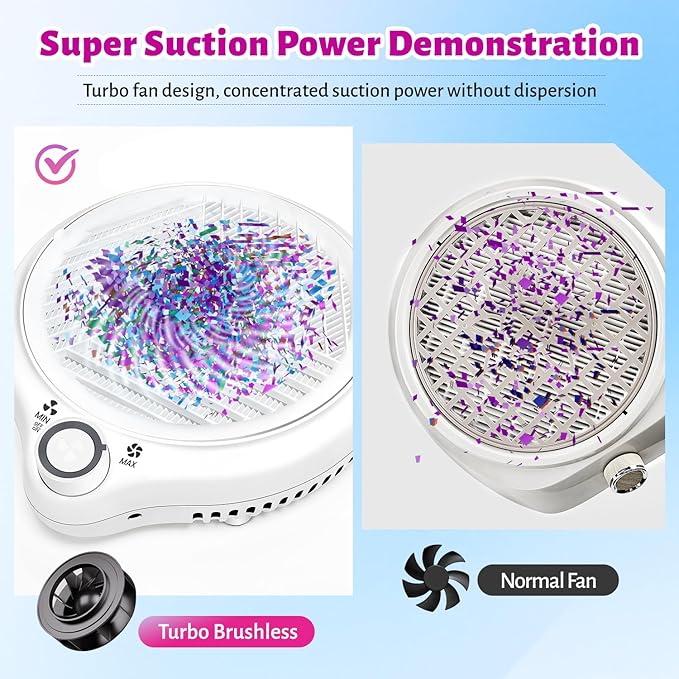 JODSONE 80W Nail Dust Collector Compact Vacuum Fan Efficient Dusting Round Nail Duster Must-Have for Manicures, Manicure Pedicure Tool for Acrylic Nail Polishing